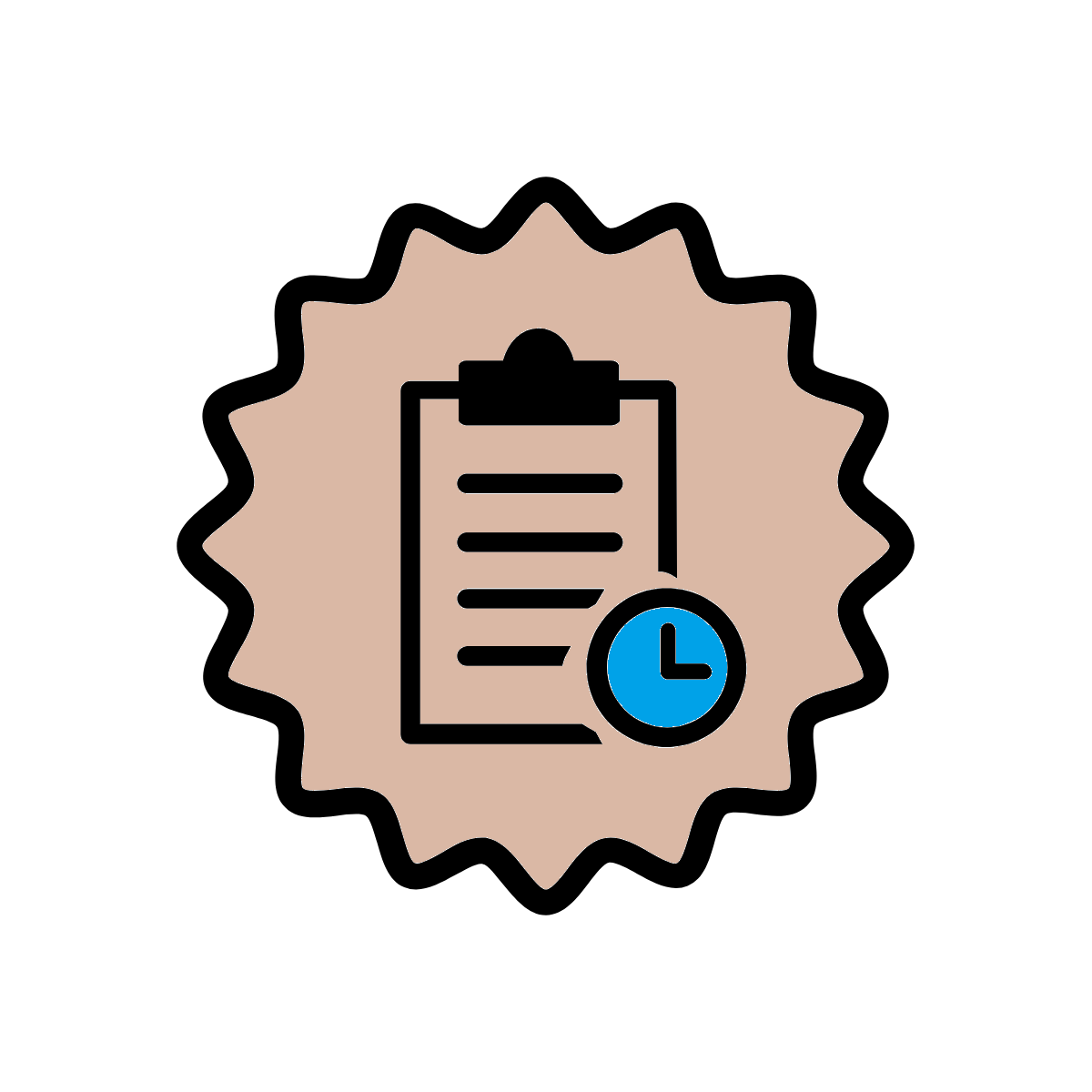 Icon of a clipboard and clock